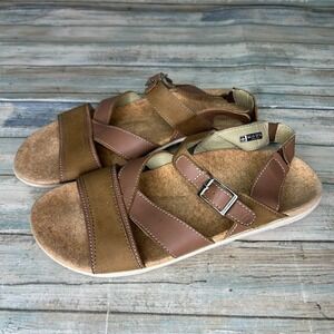 Spenco Sandals Womens Size 8 Brown La Paz Strappy Orthodic Cork Comfort